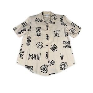 Gloria Lance Women's Button Up Small S Tribal Print Abstract VTG Short Sleeve